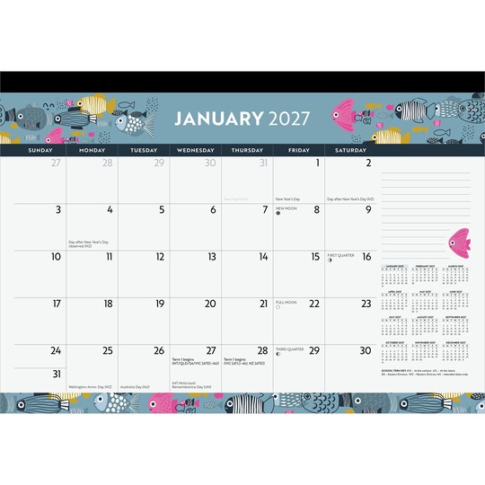 BrownTrout; Ocean Adventures | 2027 17 x 12 Inch Monthly Desk Pad Calendar; Category:Desk Calendars; Image:1